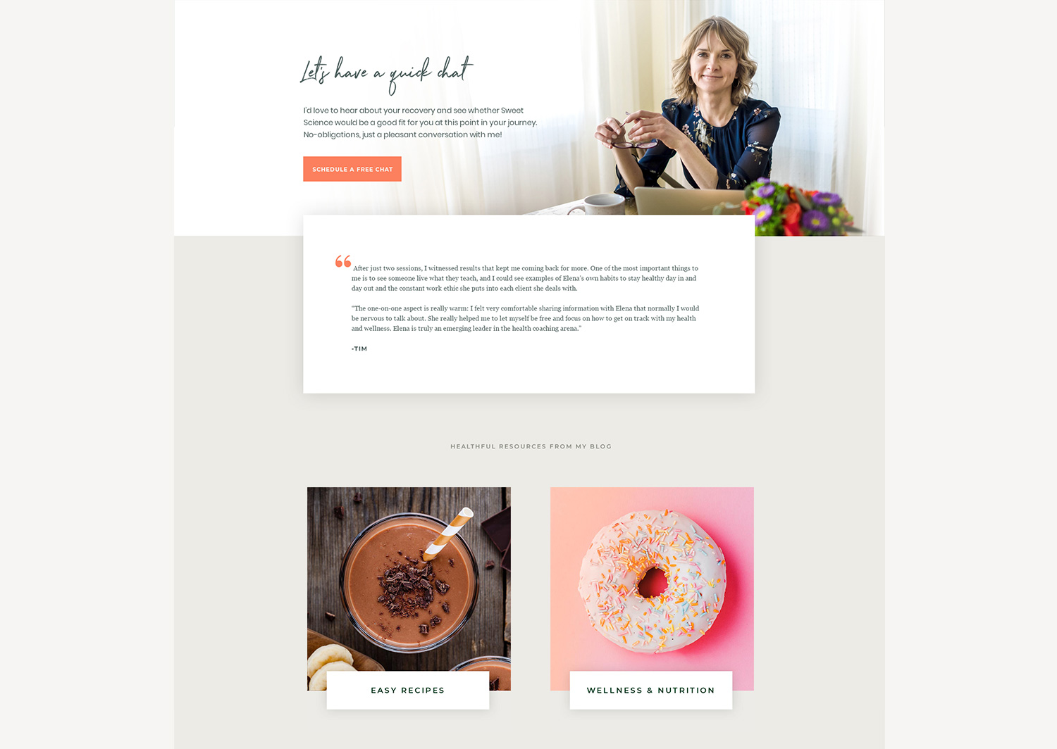 Sweet Science Wellness and Nutrition Website Design Resources